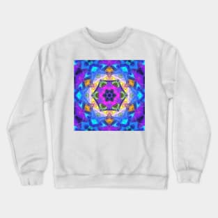 Mosaic Mandala Flower Purple Blue and Yellow Crewneck Sweatshirt